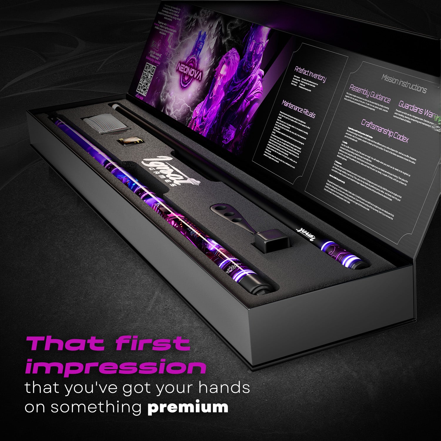 Pool Cue Stick - 2-piece, 19/20/21 oz, 58" Canadian Maple - Neonova