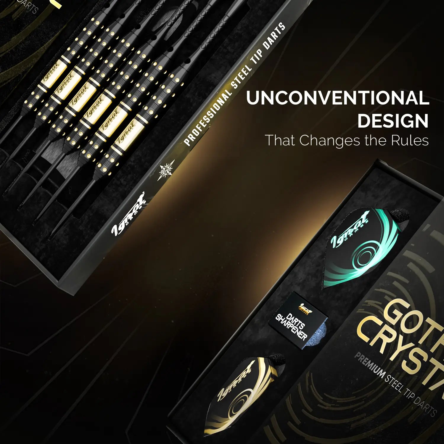 Steel Tip Darts 6 pack Set - Gothic Crystal 18 grams