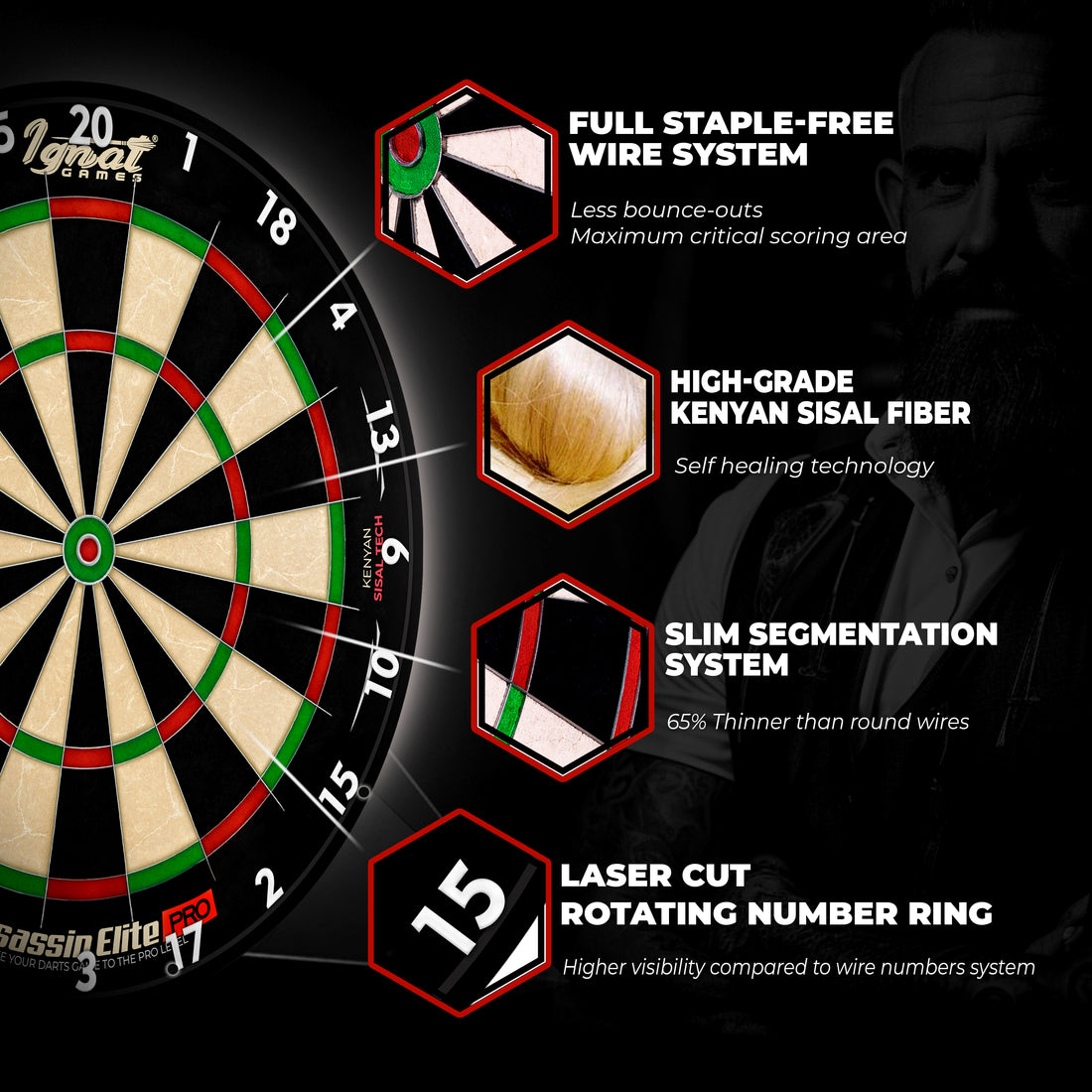 Professional Dart Board Set - Assassin Elite Pro