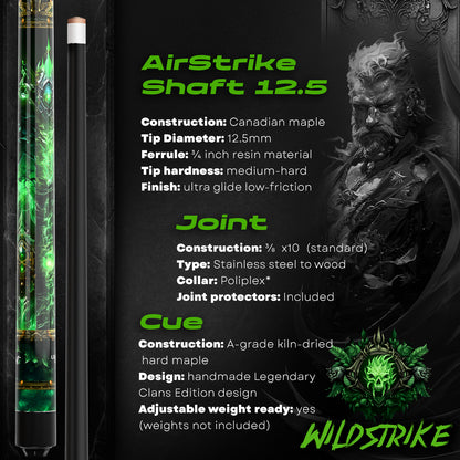 Pool Cue Stick - 2-piece, 19/20/21 oz, 58" Canadian Maple - Wildstrike