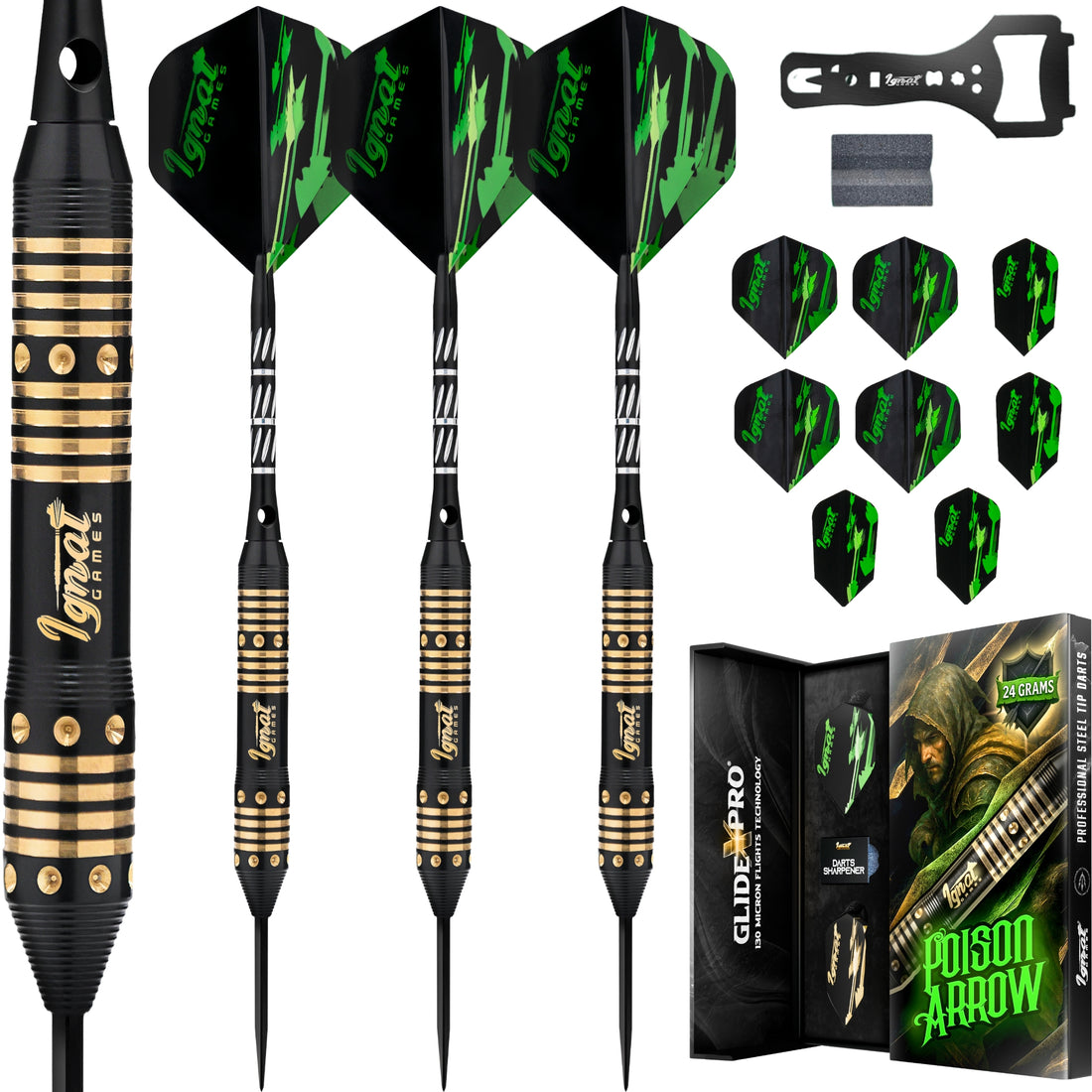 Steel Tip Darts 3 pack Set  - Poison Arrow  24 grams