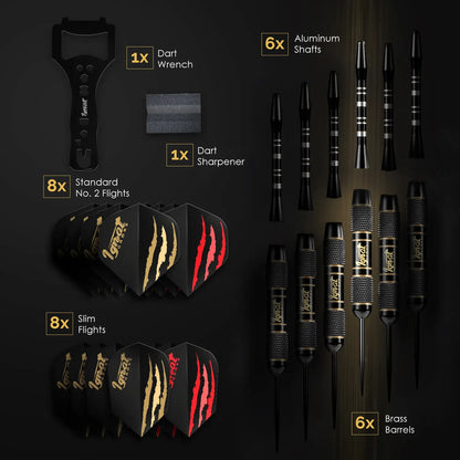 Steel Tip Darts 6 pack Set - Midnight Shadow 20 grams