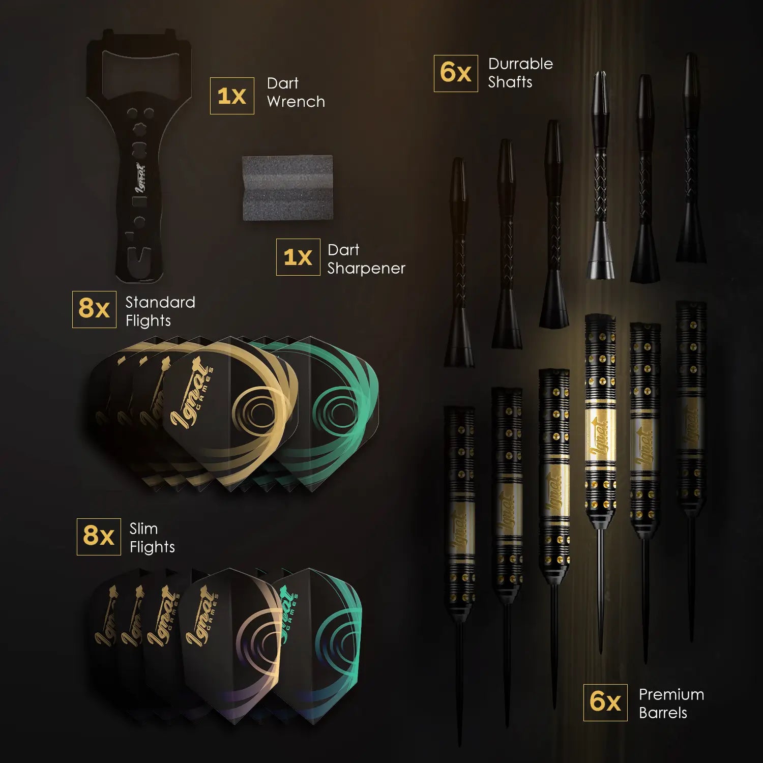 Steel Tip Darts 6 pack Set - Gothic Crystal 18 grams