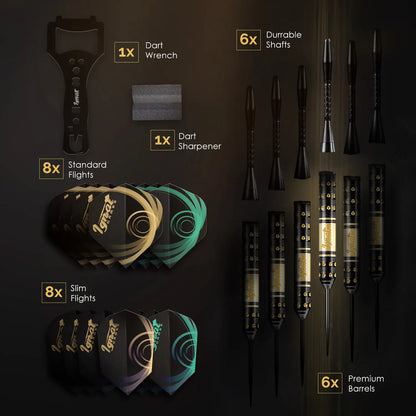 Steel Tip Darts 6 pack Set - Gothic Crystal 18 grams
