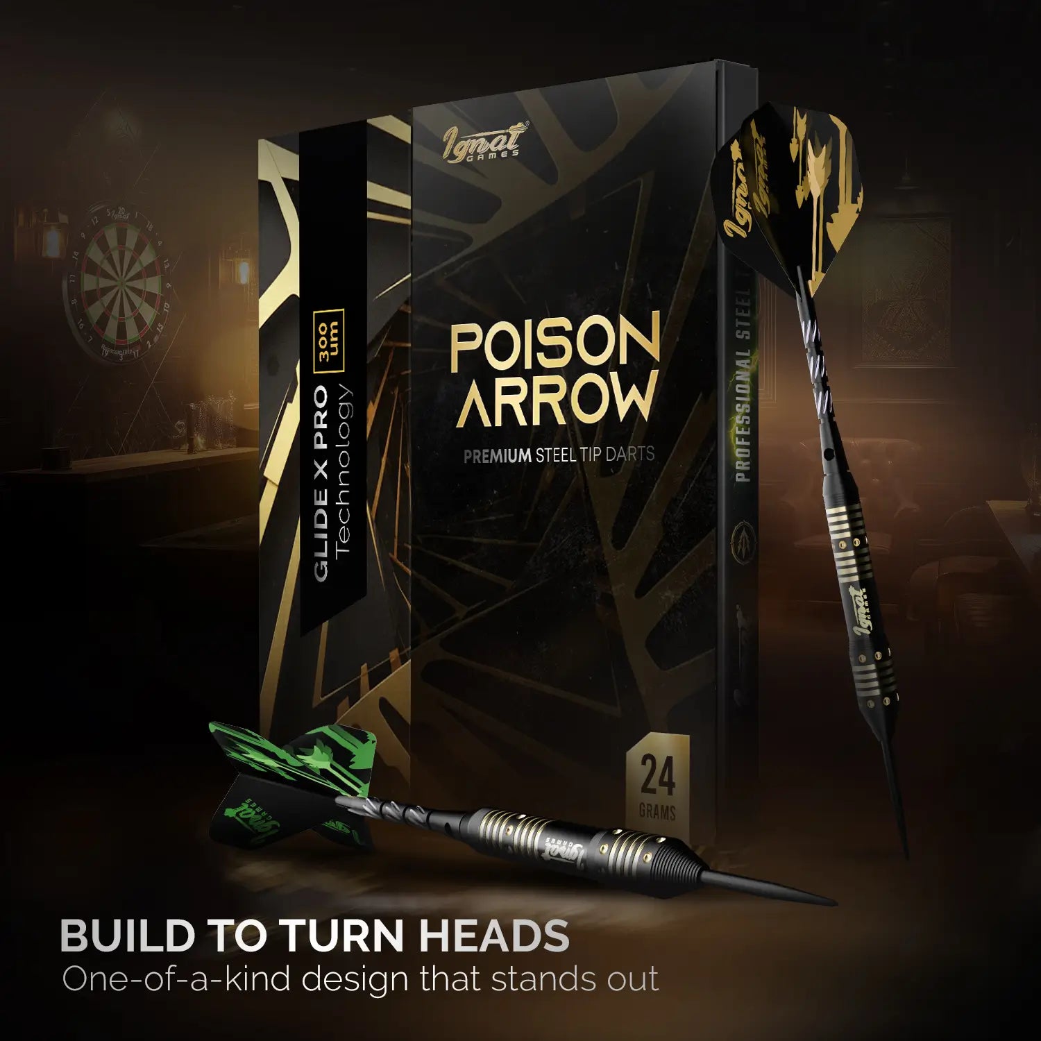 Steel Tip Darts 6 pack Set - Poison Arrow 24 grams