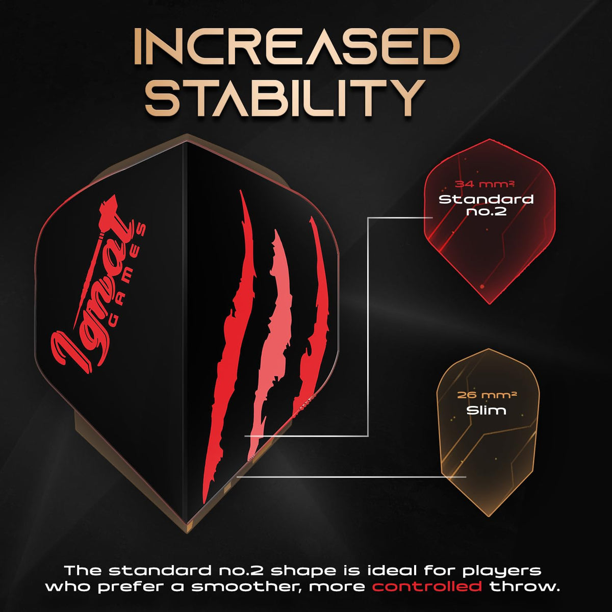 IgnatGames standard No. 2 flight shape compared with the slim shape