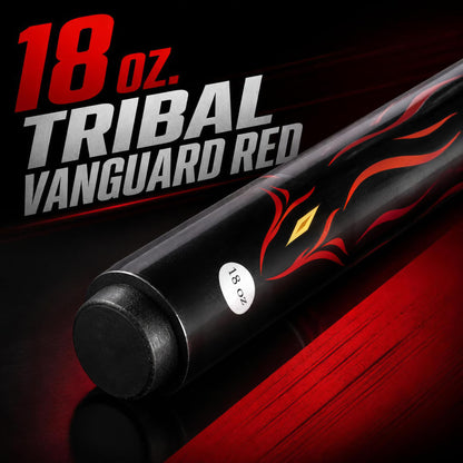 Butt of the IgnatGames Tribal Vanguard Red pool cue with the 18 oz weight mark