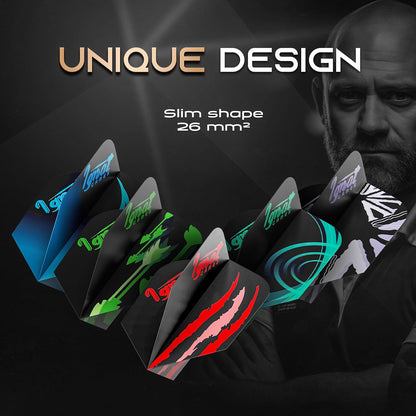 IgnatGames slim dart flights, 26 mm² shape, in several designs