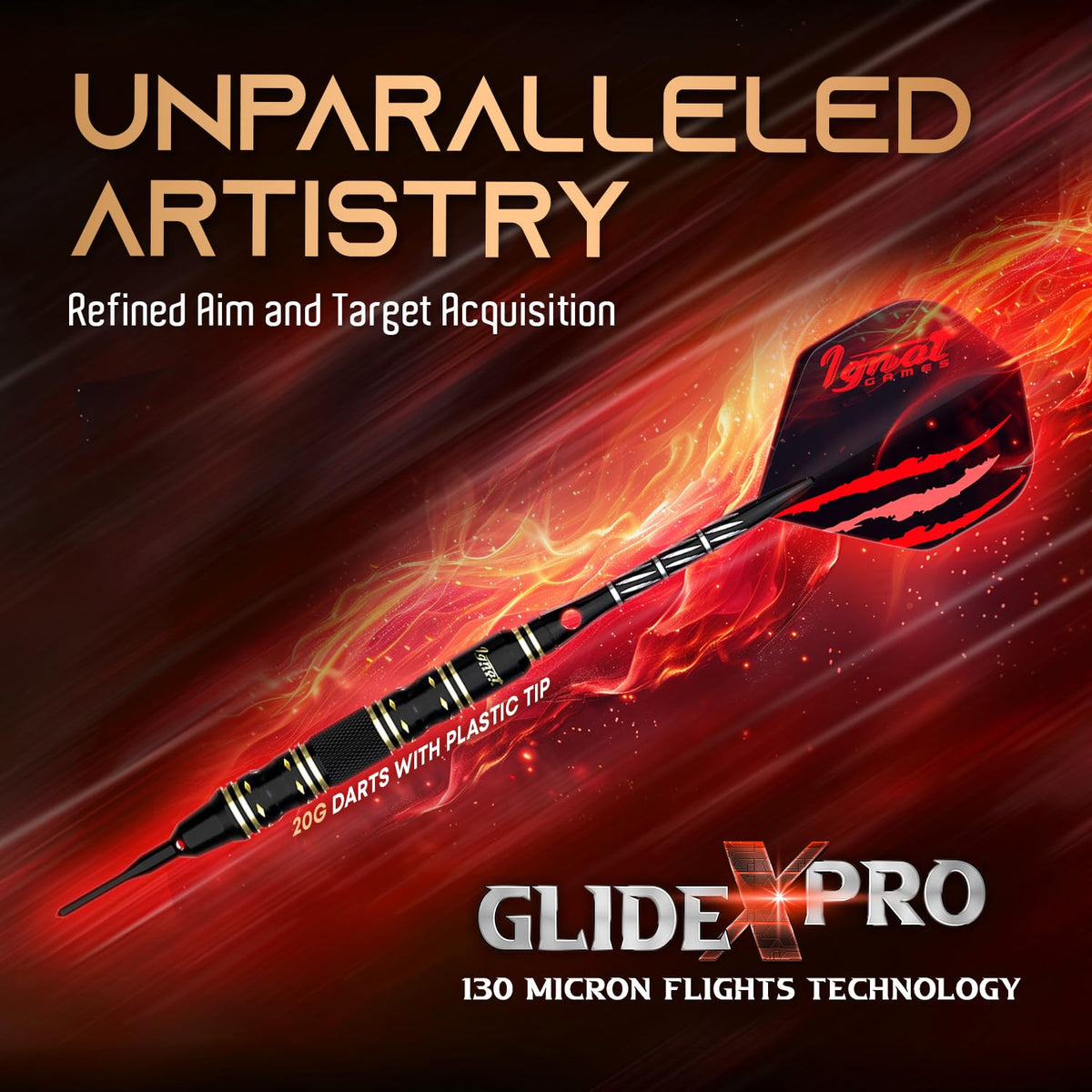 IgnatGames Ancient Dragon 20 g soft tip dart with brass barrel, aluminum shaft and GlideXPro flight