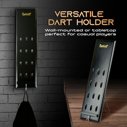 IgnatGames dart holder shown wall-mounted and standing on a table