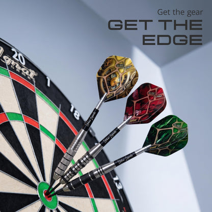 IgnatGames Urban Legends Texas Bullseye steel tip darts in a dartboard