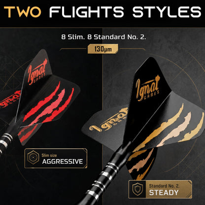 Slim and standard No. 2 flights included with the IgnatGames Darkborn Midnight Shadow 20 g darts