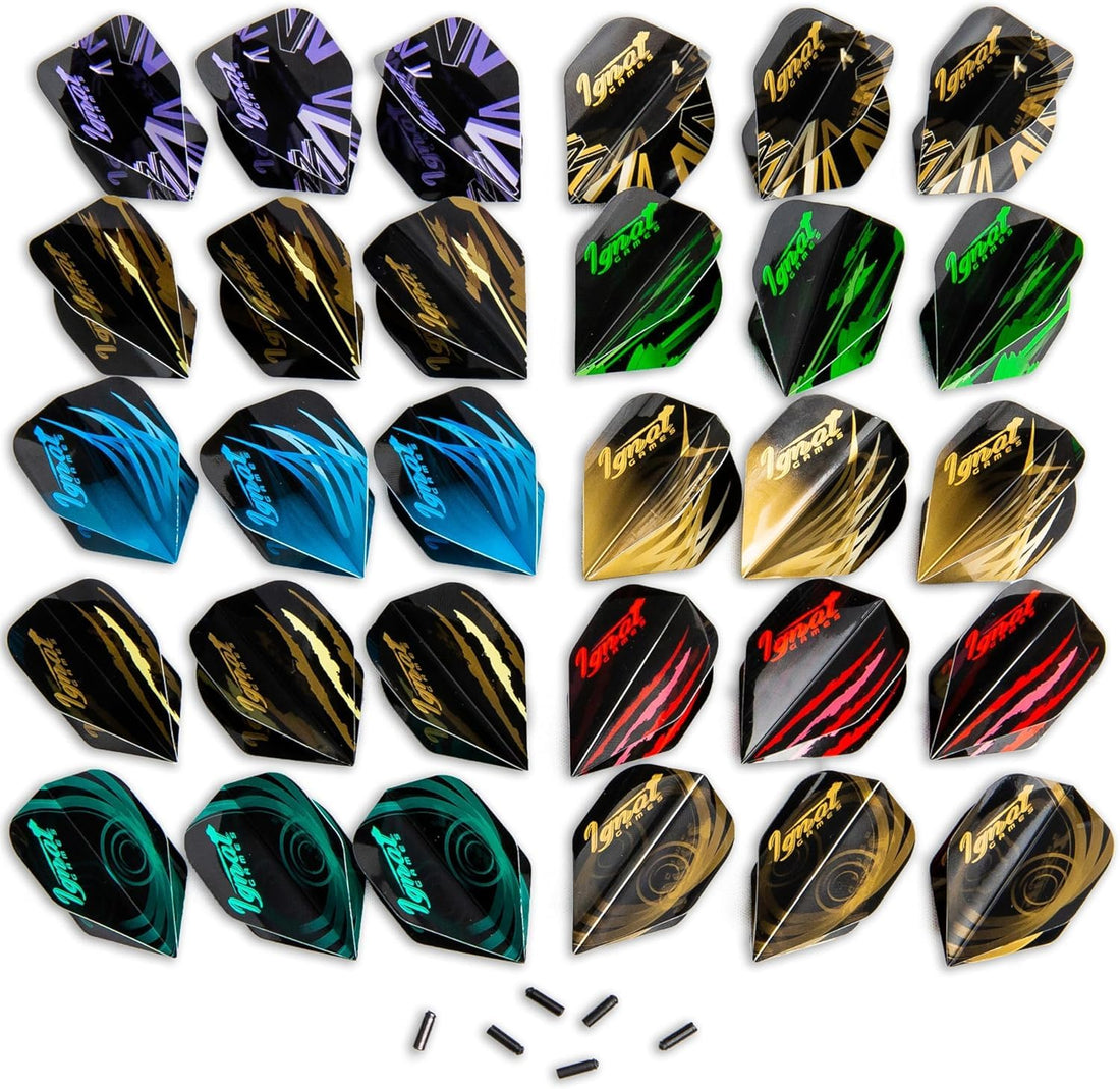 IgnatGames GlideXPro standard No. 2 dart flights, 30 flights in 10 designs with flight protectors