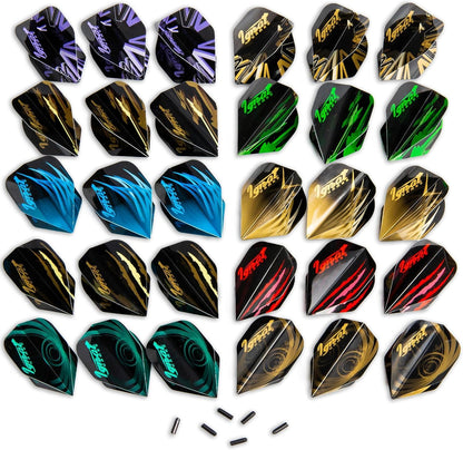 IgnatGames GlideXPro standard No. 2 dart flights, 30 flights in 10 designs with flight protectors