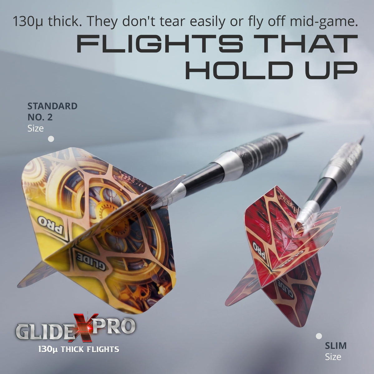 IgnatGames GlideXPro standard No. 2 and slim flights from the Urban Legends Texas Bullseye set