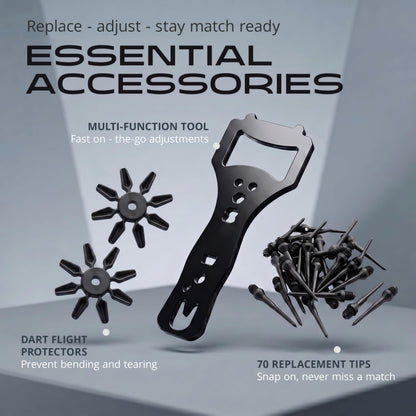 Multi-function dart tool, flight protectors and replacement soft tips from the Urban Legends Vegas Lights set