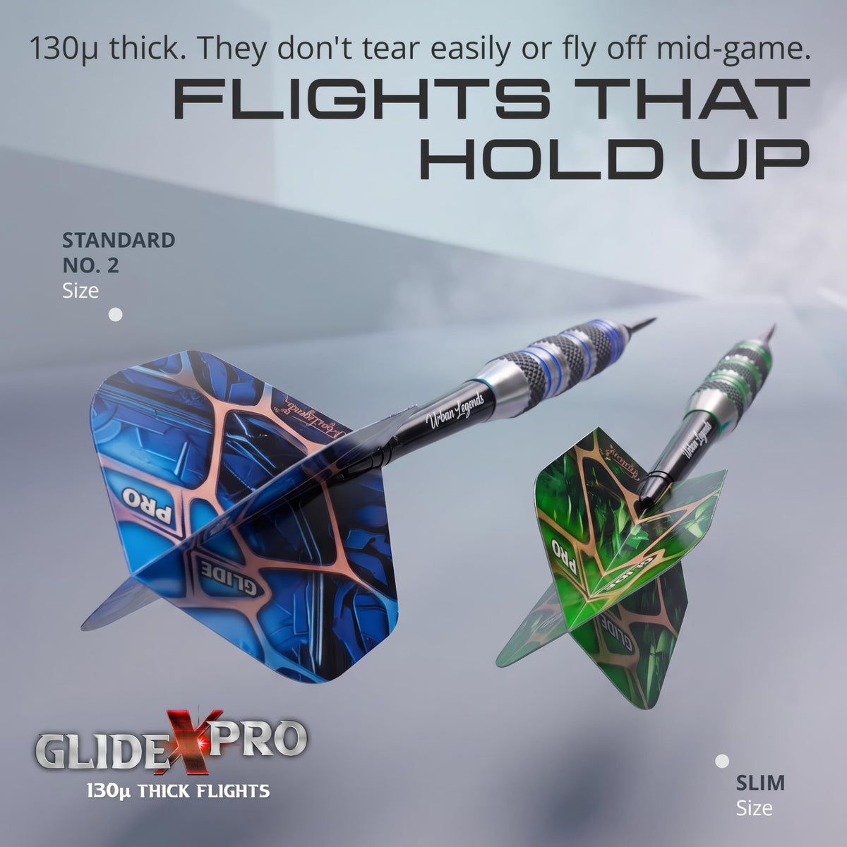 IgnatGames GlideXPro standard No. 2 and slim flights from the Urban Legends Chicago Steel set