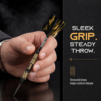 Hand holding an IgnatGames Darkborn Poison Arrow 24 g steel tip dart