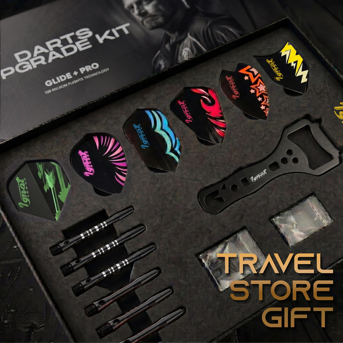 IgnatGames Darts Upgrade Kit open in its storage box