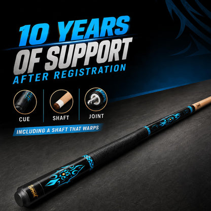 IgnatGames Tribal Vanguard Blue pool cue with the 10-year support after registration for cue, shaft and joint