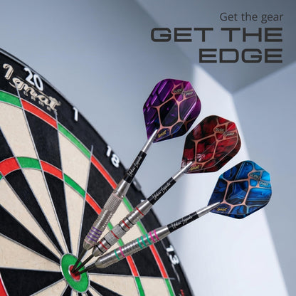 IgnatGames Urban Legends Miami Breeze steel tip darts in a dartboard