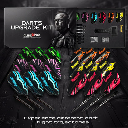 IgnatGames Darts Upgrade Kit box with flights and shafts laid out