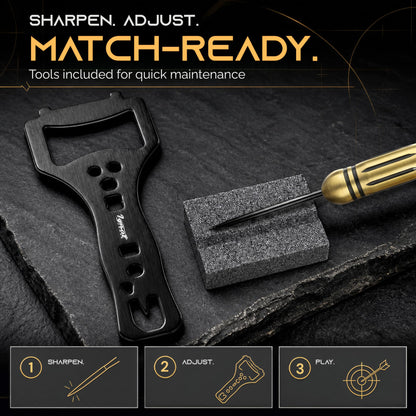 Dart wrench and dart sharpener included with the IgnatGames Darkborn Cursed Treasure 22 g darts