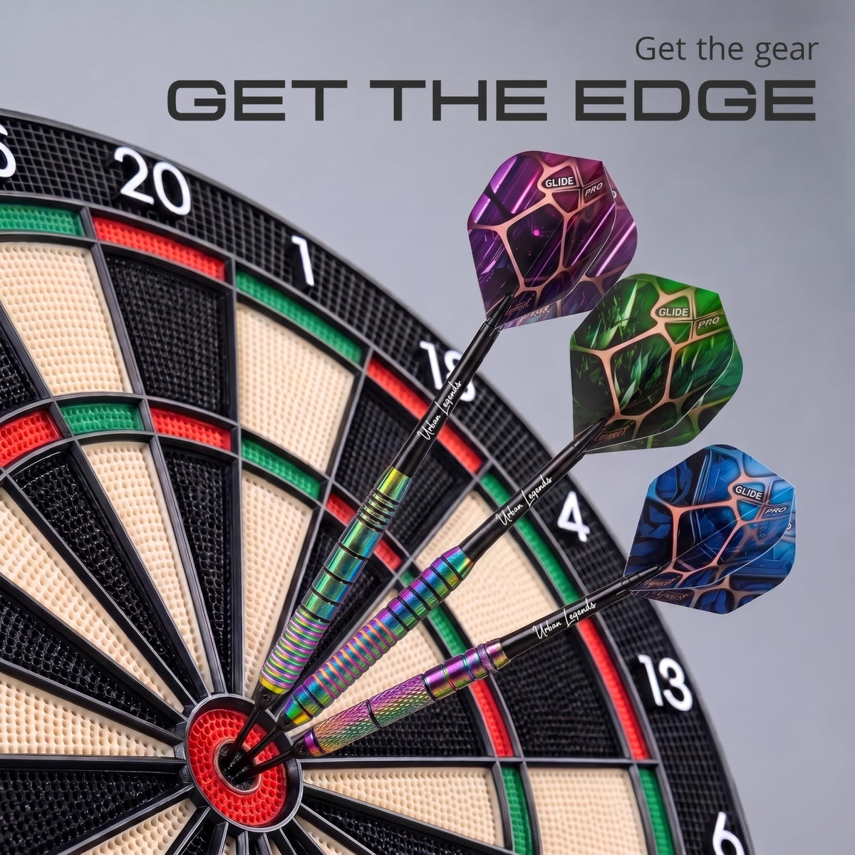 IgnatGames Urban Legends Vegas Lights soft tip darts in a dartboard