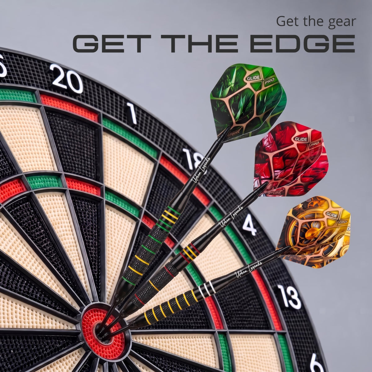 IgnatGames Urban Legends Boston Lanterns soft tip darts in a dartboard