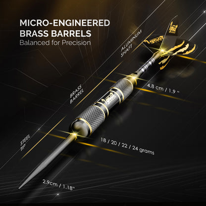 Steel Tip Darts 12 pack Set - Mega Blast 18/20/22/24 grams