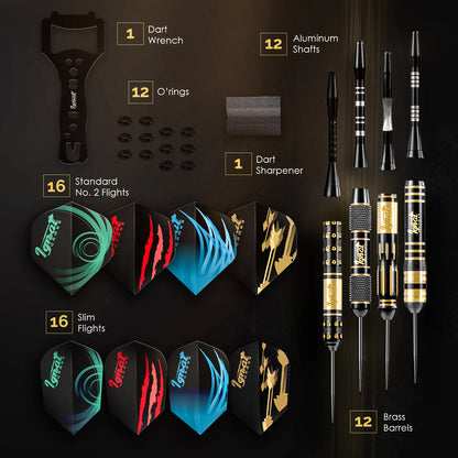 Steel Tip Darts 12 pack Set - Mega Blast 18/20/22/24 grams