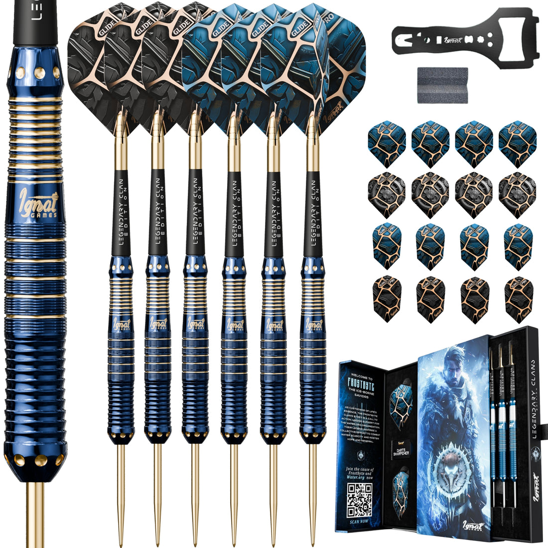 Steel Tip Darts 6 pack set - Frostbyte 25 grams