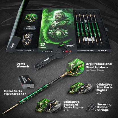 Steel Tip Darts 6 pack set - Wildstrike 27 grams