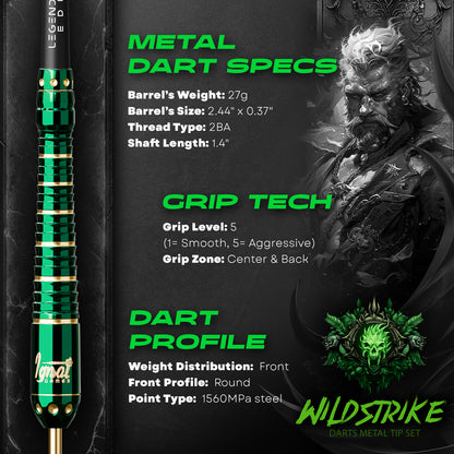Steel Tip Darts 6 pack set - Wildstrike 27 grams