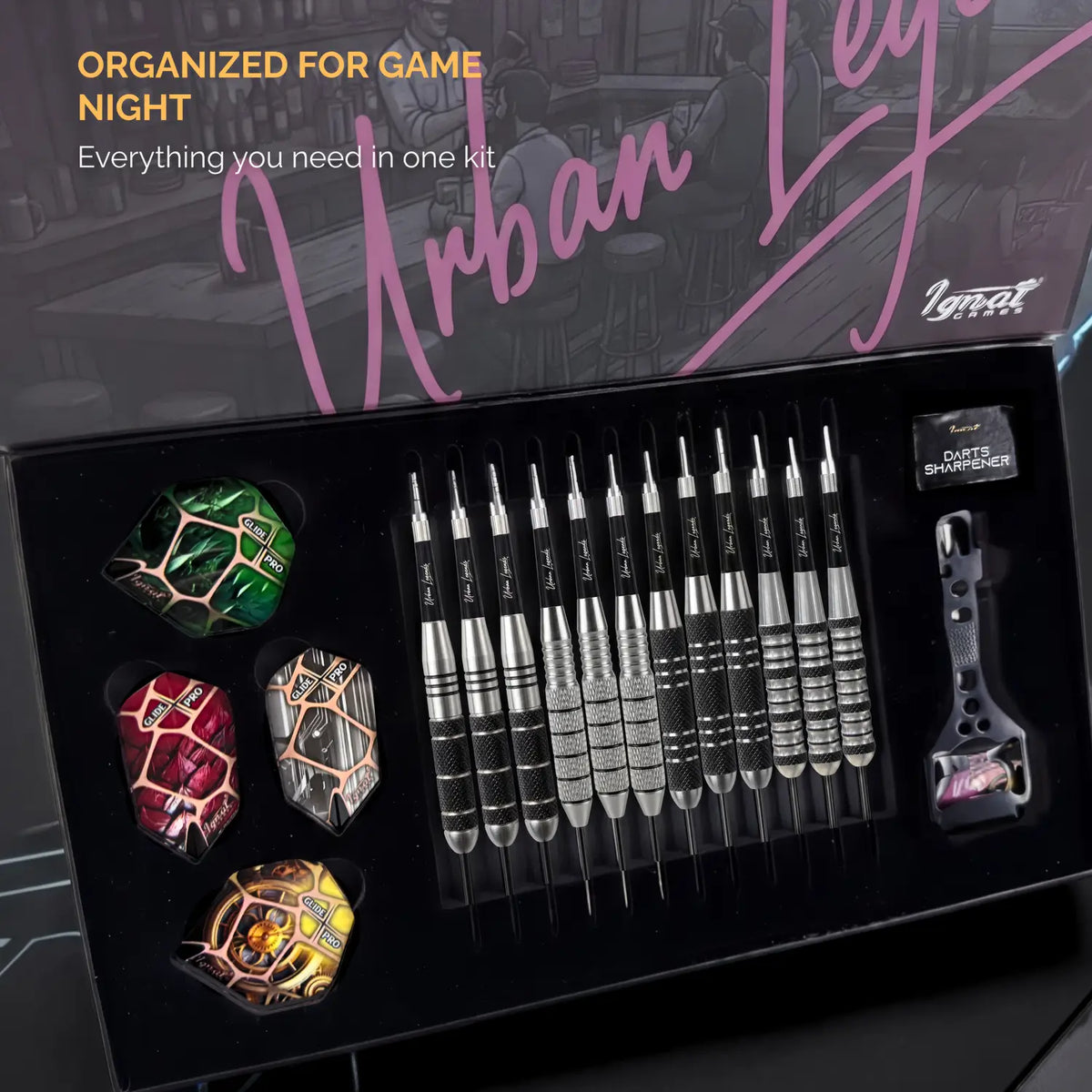 Bullseye Darts Set – 80% Messing Vat, Geribbelde Grip, Stalen Punt, No2 Flights, 2 Sets In één Geschenkverpakking