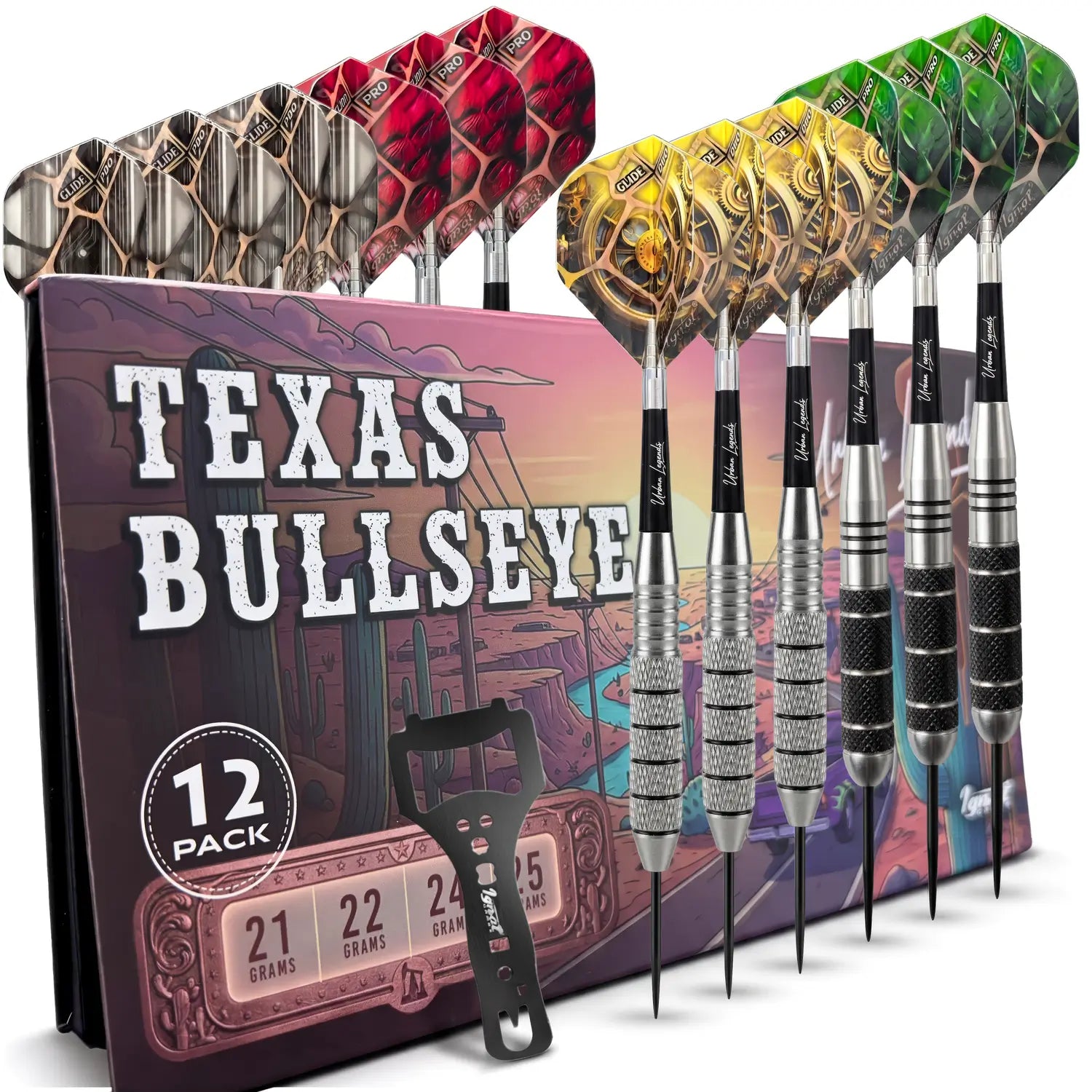 Steel Tip Darts 12 pack set - Texas Bullseye