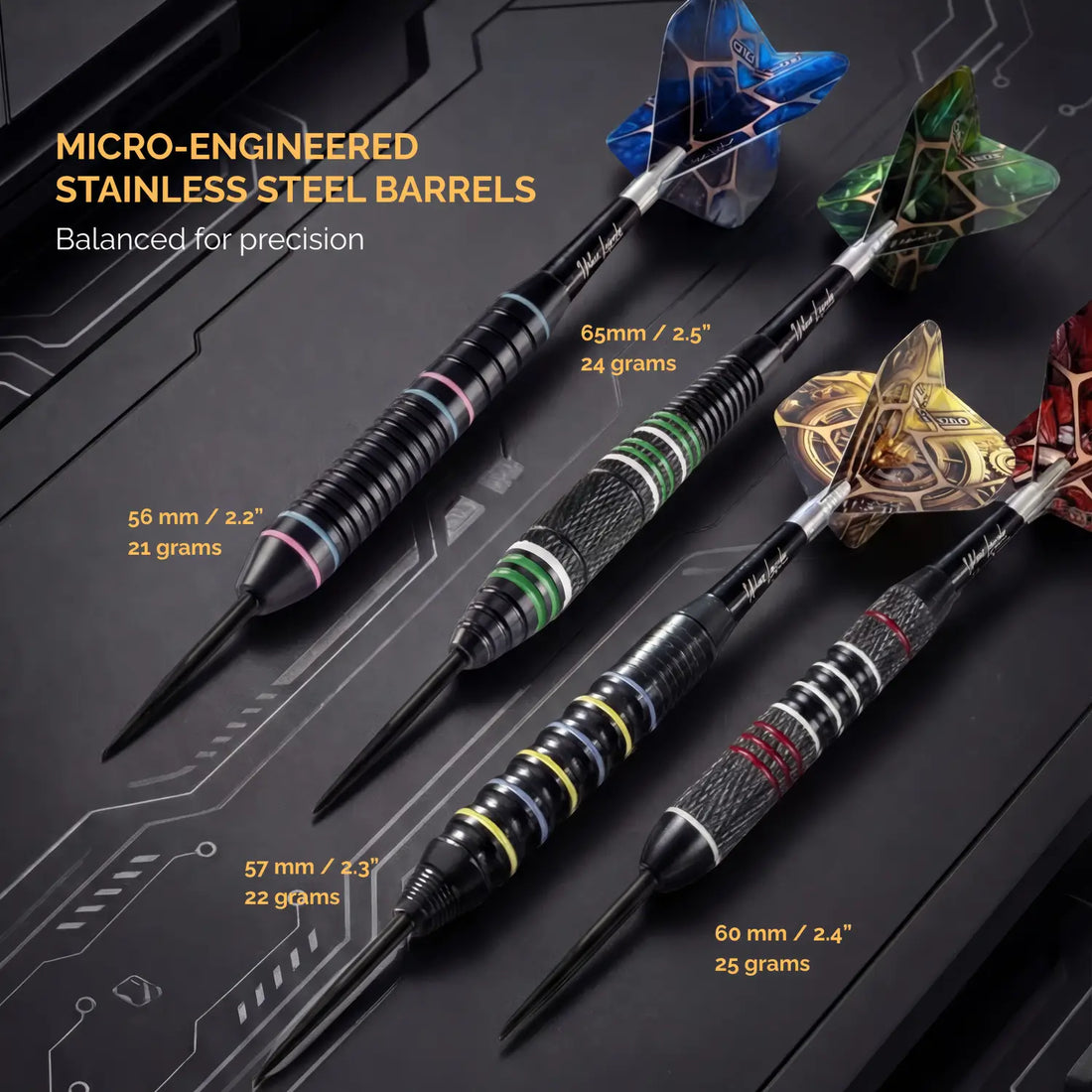 Steel Tip Darts 12 pack set - Manhattan Midnight