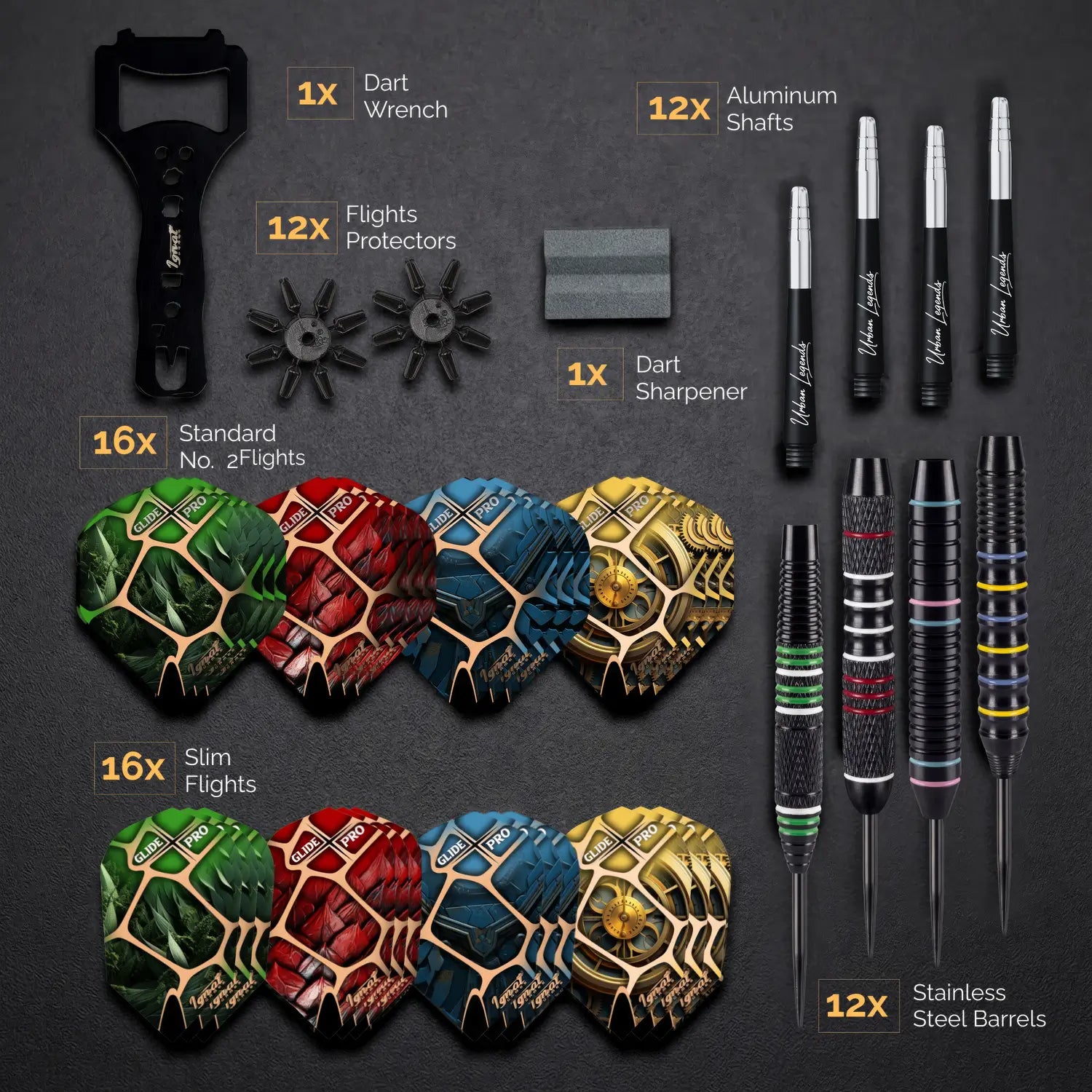 Steel Tip Darts 12 pack set - Manhattan Midnight