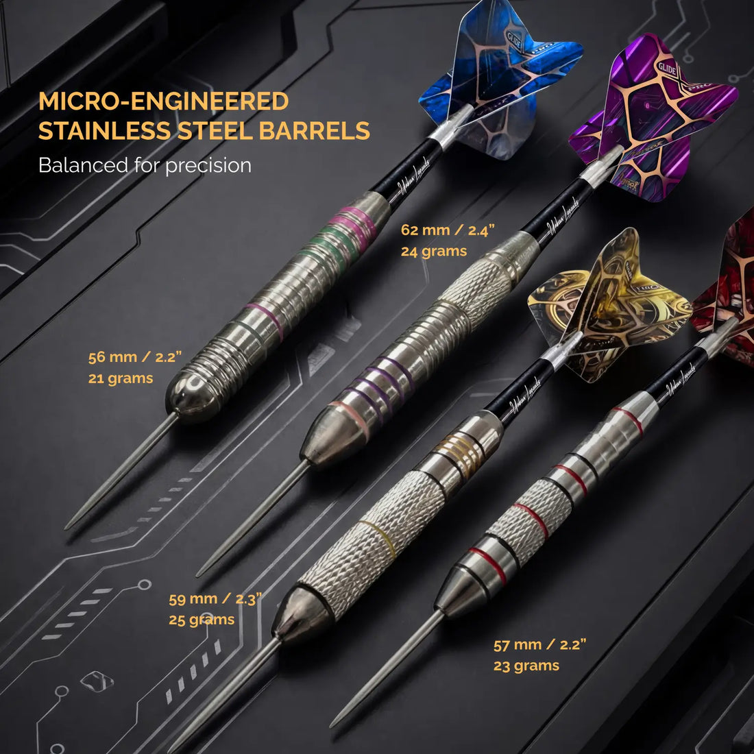 Steel Tip Darts 12 pack set - Miami Breeze