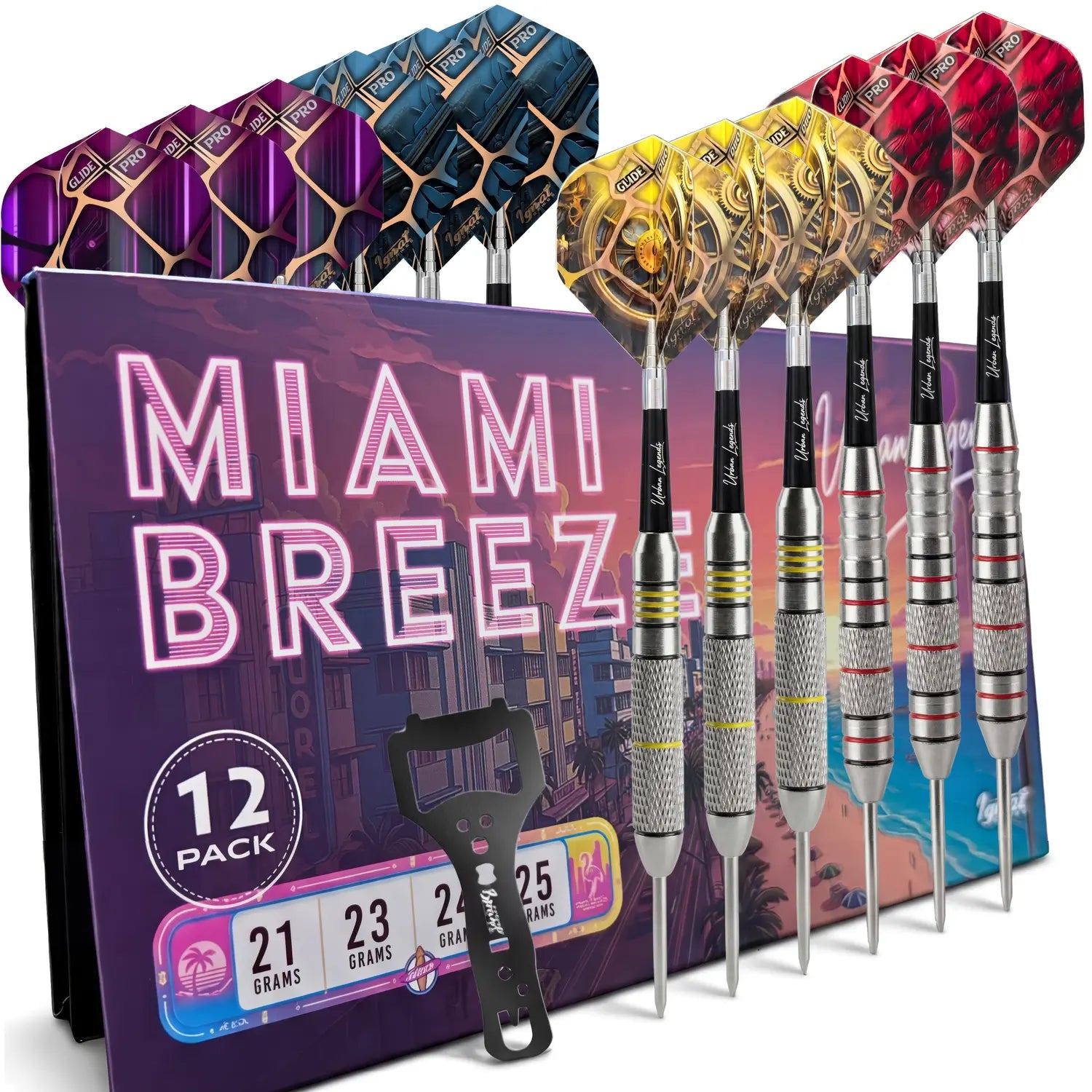 Steel Tip Darts 12 pack set - Miami Breeze