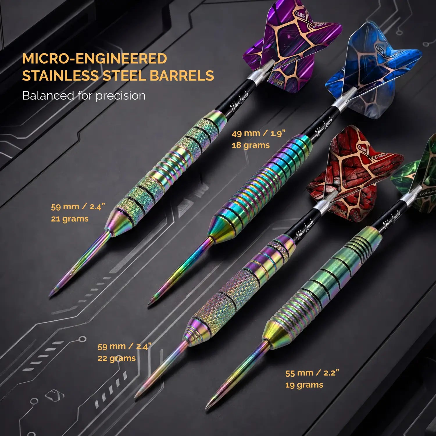 Steel Tip Darts 12 pack set - Vegas Lights