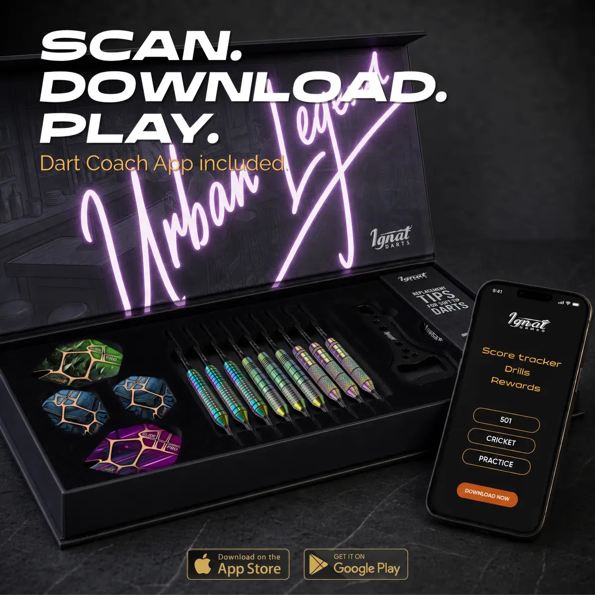 Soft Tip Darts 9 pack set - Vegas Lights