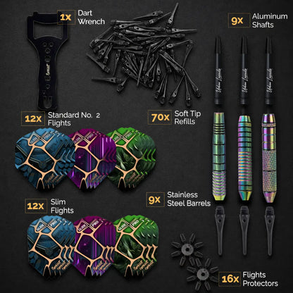 Soft Tip Darts 9 pack set - Vegas Lights