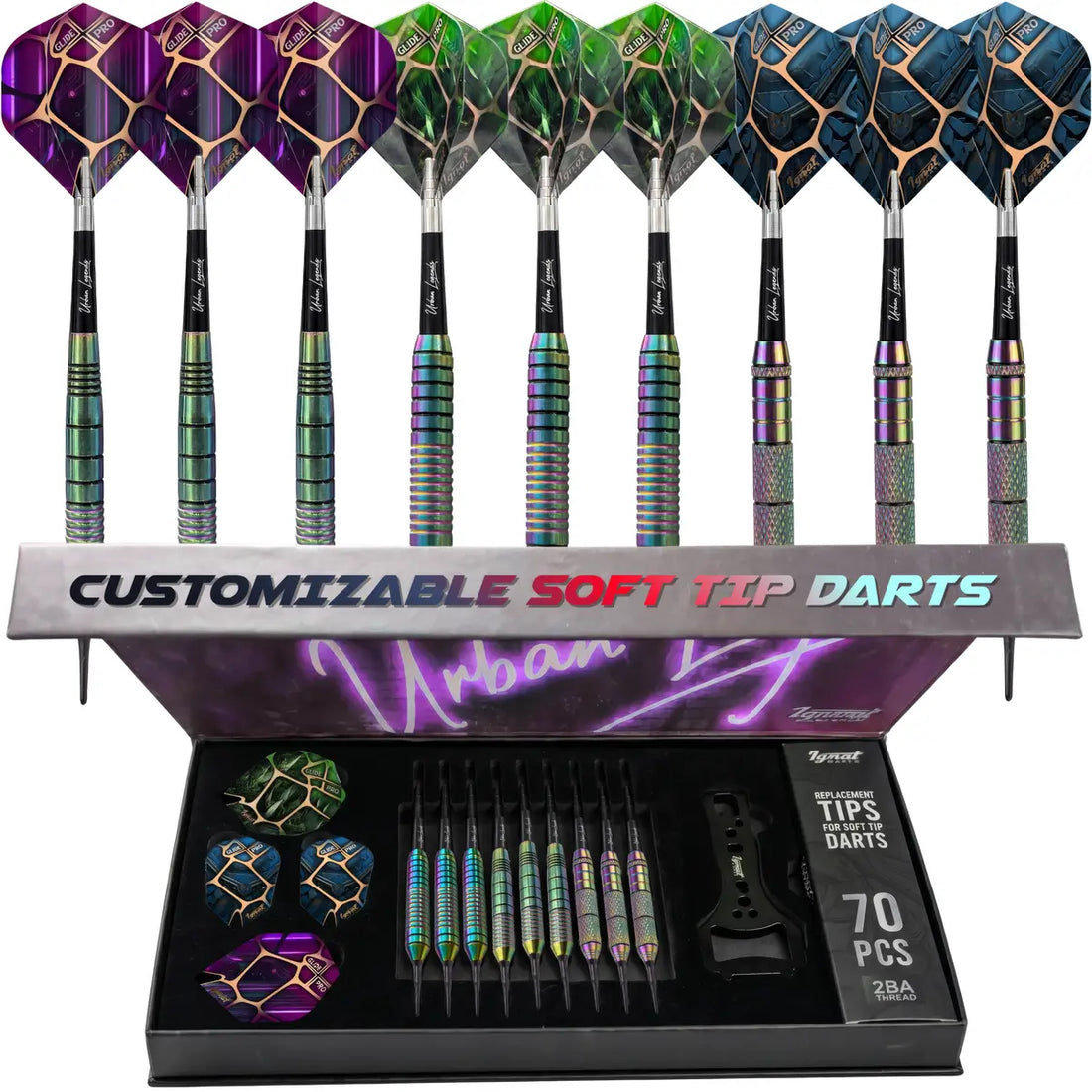 Soft Tip Darts 9 pack set - Vegas Lights