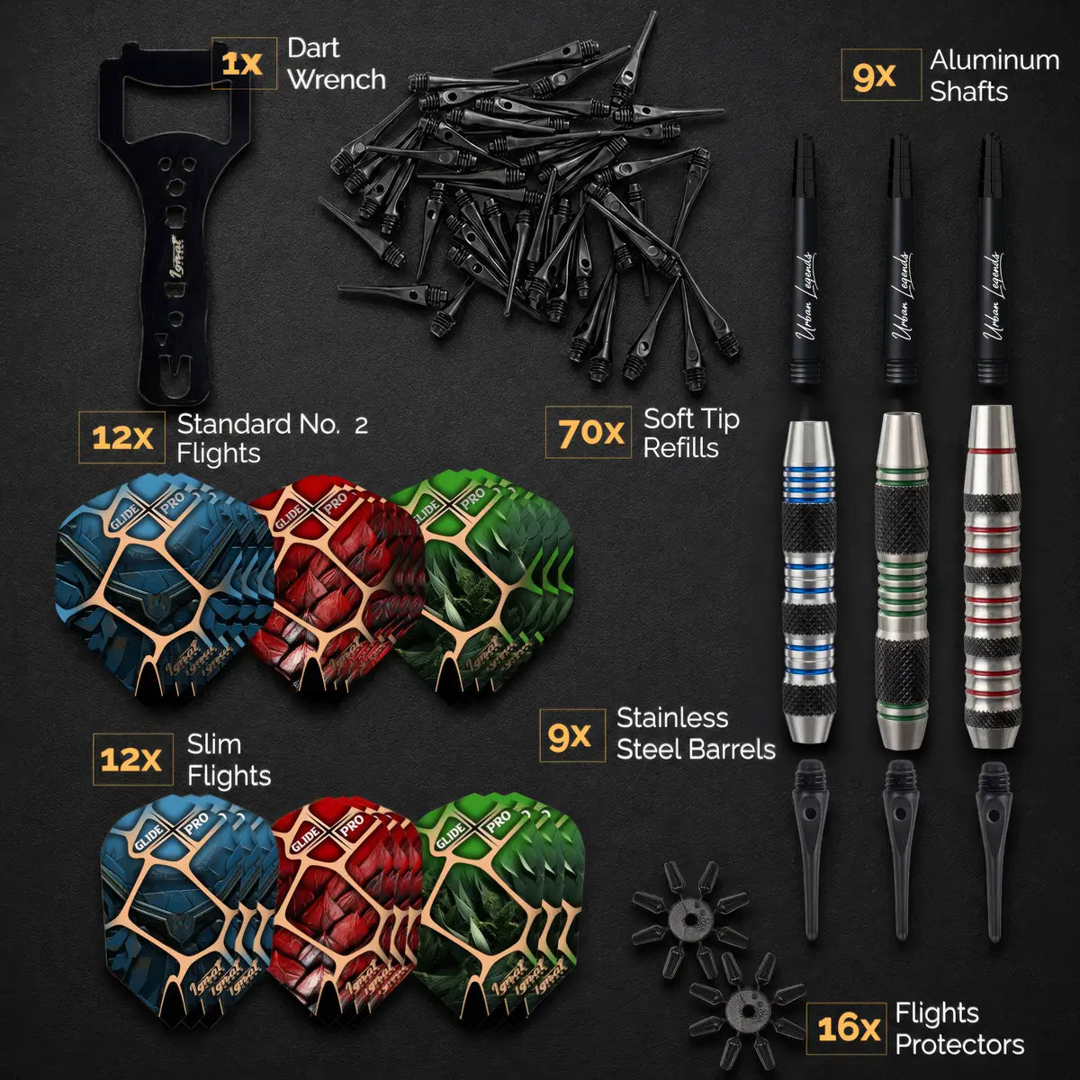 Soft Tip Darts 9 pack set - Chicago Steel