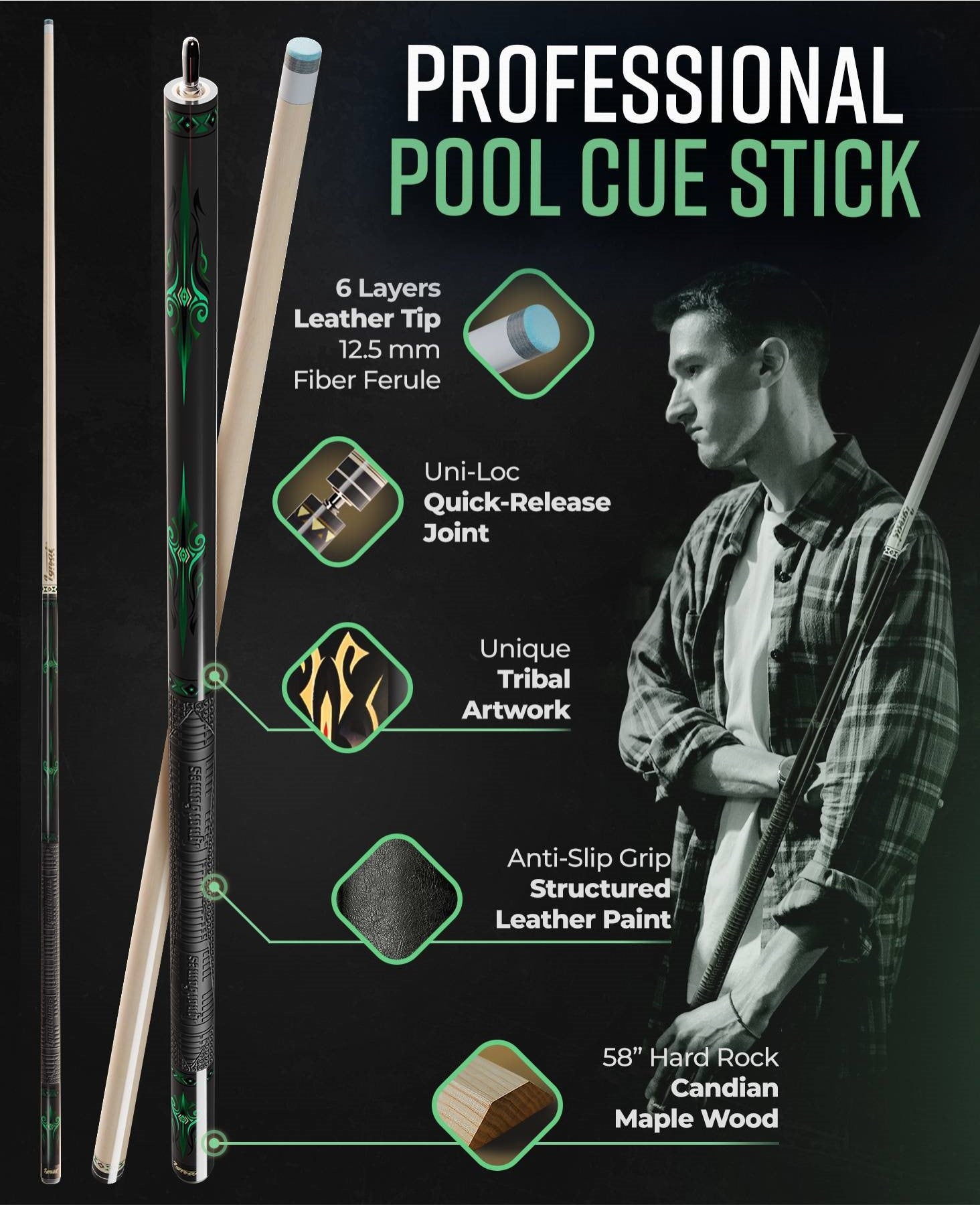 Pool Cue Stick - 20 oz. 58