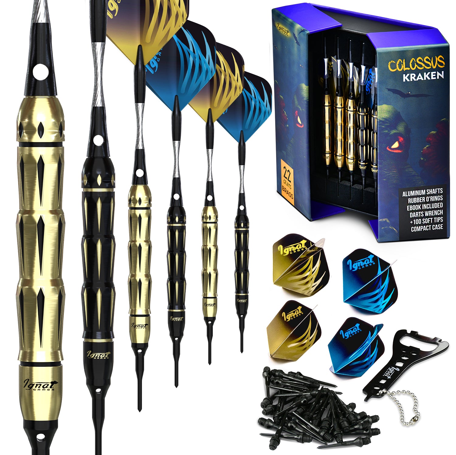 Soft Tip Darts 6 Pack Set - Colossus Kraken 22 grams