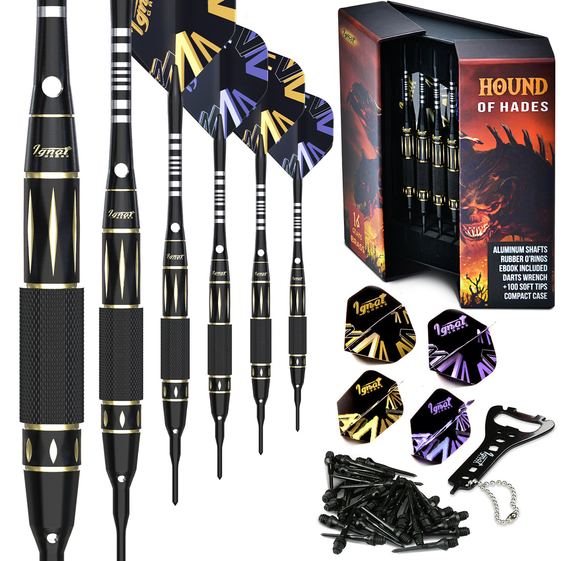 Soft Tip Darts 6 Pack Set - Hound of Hades 16 grams