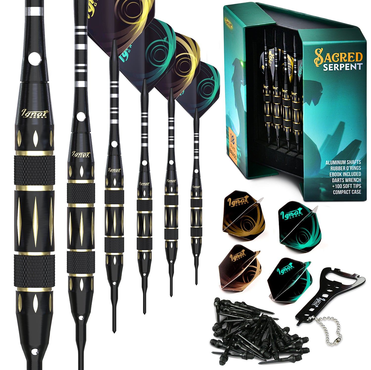 Soft Tip Darts 6 Pack Set - Sacred Serpent 18 grams