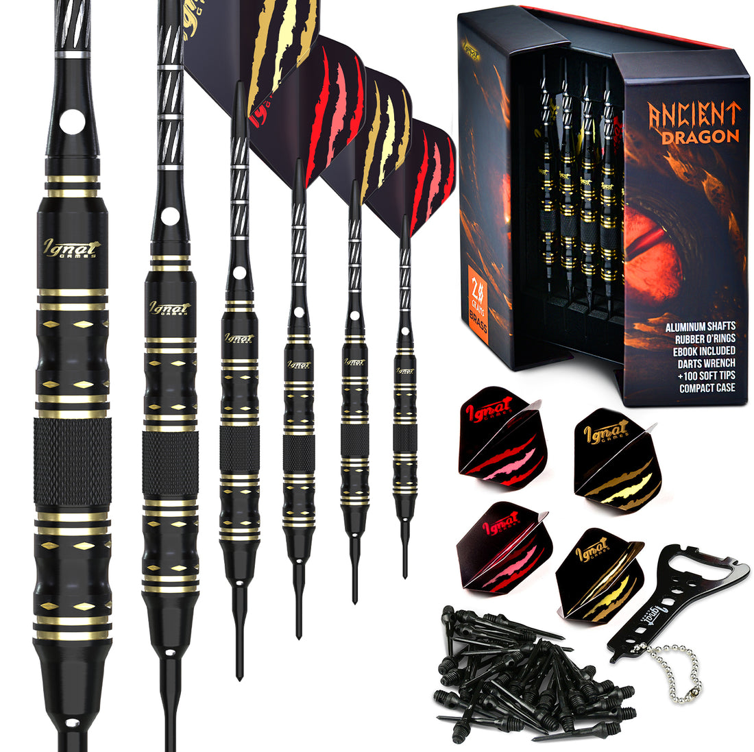 Soft Tip Darts 6 Pack Set -  Acient Dragon 20grams